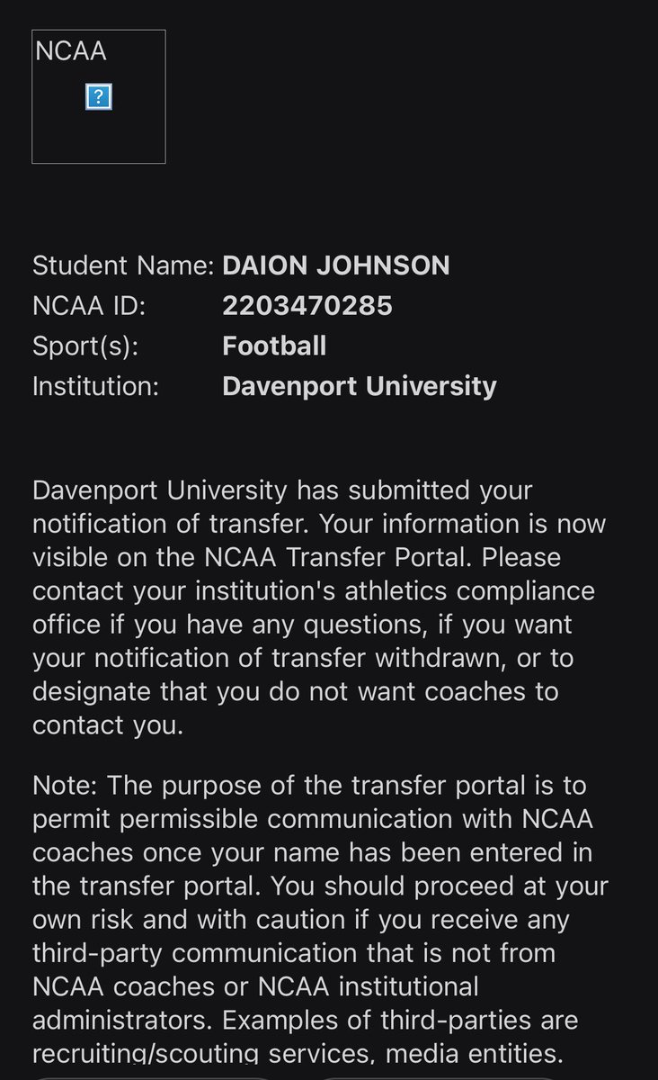 6’1 200lbs
3.1 GPA
Safety/OLB(Nickel)
2-3 years eligibility remaining 

DM’s are open…!