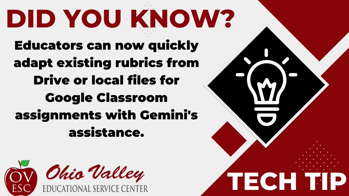 tschuerman's tweet image. 🎉 Time-saver for teachers! Google Classroom now lets you instantly convert existing rubrics from various files. Just select “Convert from file” in the Rubric menu during assignment creation. Say goodbye to manual entry! 👋
@OhioValleyESC #SERVE @GoogleForEdu
