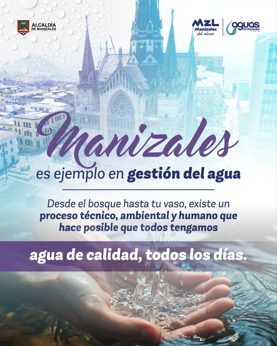Cuidar el agua es un trabajo constante y colectivo 💪🌿
En Aguas de Manizales operamos, protegemos y mejoramos cada etapa del ciclo del agua para garantizarte un servicio confiable y de calidad.
Porque cuando el agua fluye bien, la ciudad progresa. 
#GestiónDelAgua