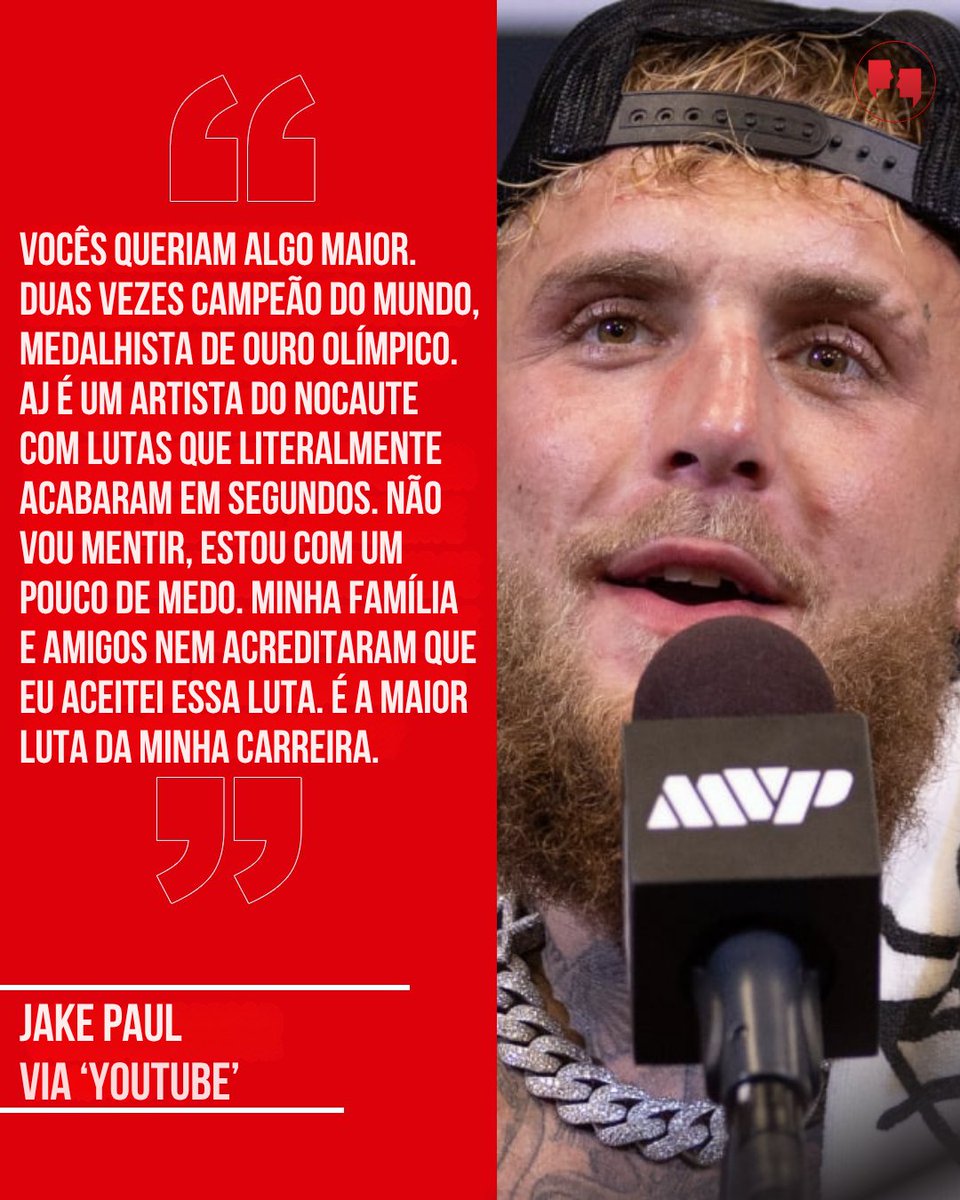 AgFight's tweet image. &quot;ESTOU COM UM POUCO DE MEDO!&quot;😱

Essa é a sensação de @jakepaul a um mês de enfrentar @anthonyjoshua nos ringues de boxe.

Escalado contra um rival maior, mais habilidoso e ex-campeão mundial, o youtuber que virou lutador parece preocupado.😅

#JakePaul #Boxe #Medo #AnthonyJoshua
