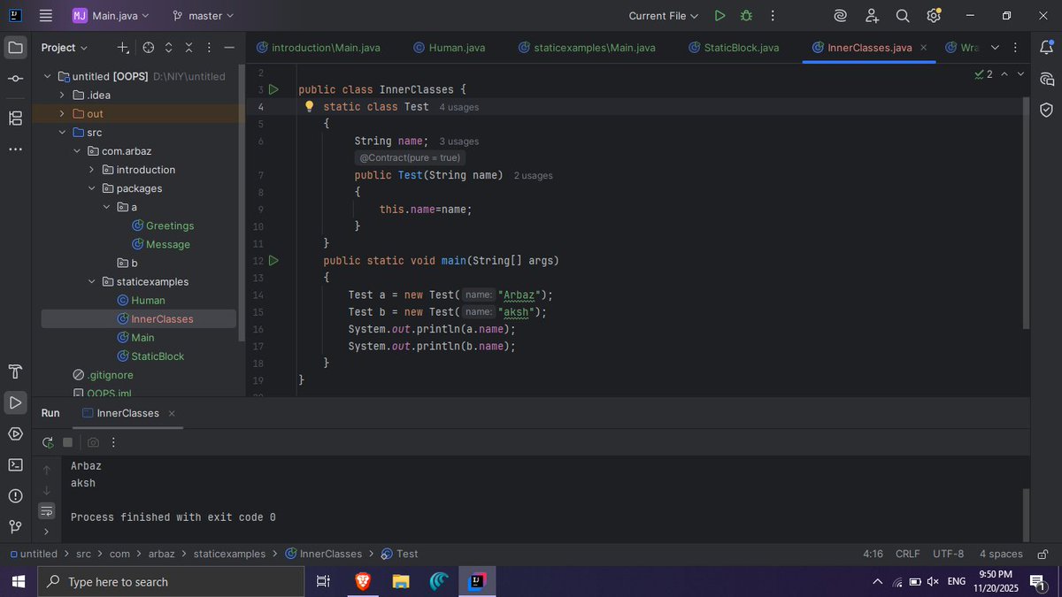 Arbaz152352's tweet image. #Day4 of #100daysofcoding
My progress so far:
&amp;gt;learned objects, classes, fields.
&amp;gt;constructors, wrapper classes
&amp;gt;packages
&amp;gt;static non static members
&amp;gt;inner classes
&amp;gt;inheritance 
&amp;gt;polymorphism 
&amp;gt;access modifier

Will wrap OOPS up till tommorow.
Then &amp;gt; springboot+ development