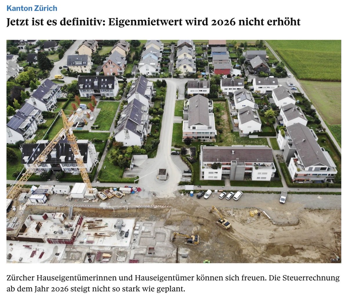 Ein richtiger Entscheid auf die Erhöhung beim #Eigenmietwert zu verzichten. Jetzt braucht es auch einen Entscheid mit Augenmass bei der Vermögenssteuer.

#immobilien #immobilienmarkt #hauseigentum #wohneigentum #steuern
