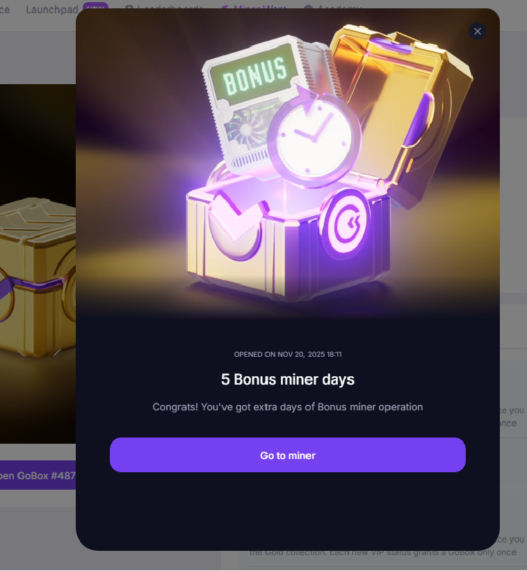 DigiGoldenRush's tweet photo. LUCK! 🍀 Just won a GoBoxes Gold with a 5-day bonus miner!
Time to put that extra hash rate to work! Getting those daily Sats! 🚀
Thanks, @gomining, for the rewards!
#GoMining #GoldBox #BTC #DigiGoldenRush https://t.co/OjriZYacx9