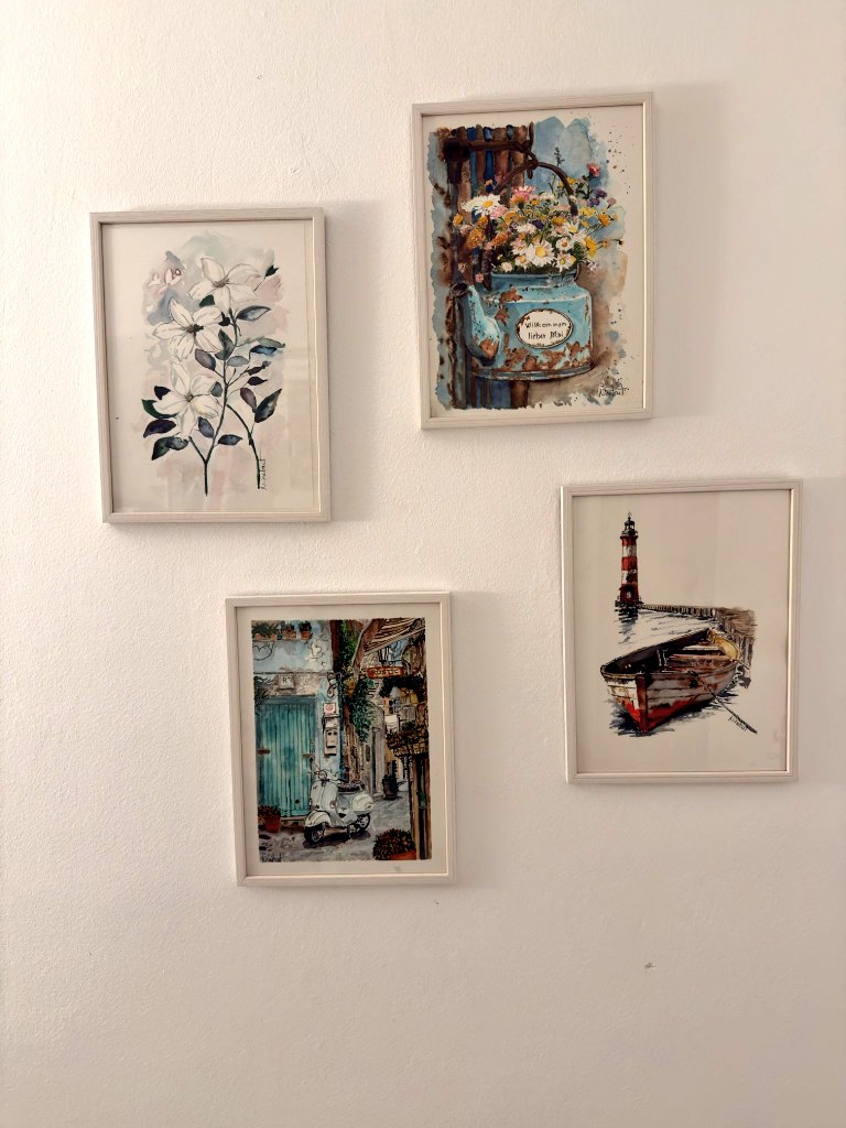 Doncs  que m'han enviat una foto de  lo bé que li queden les aquarel·les a casa seva !!! I jo hi comparteixo amb vosaltres !!!! 

Dijous sensual el que té penjat !!! 🌹