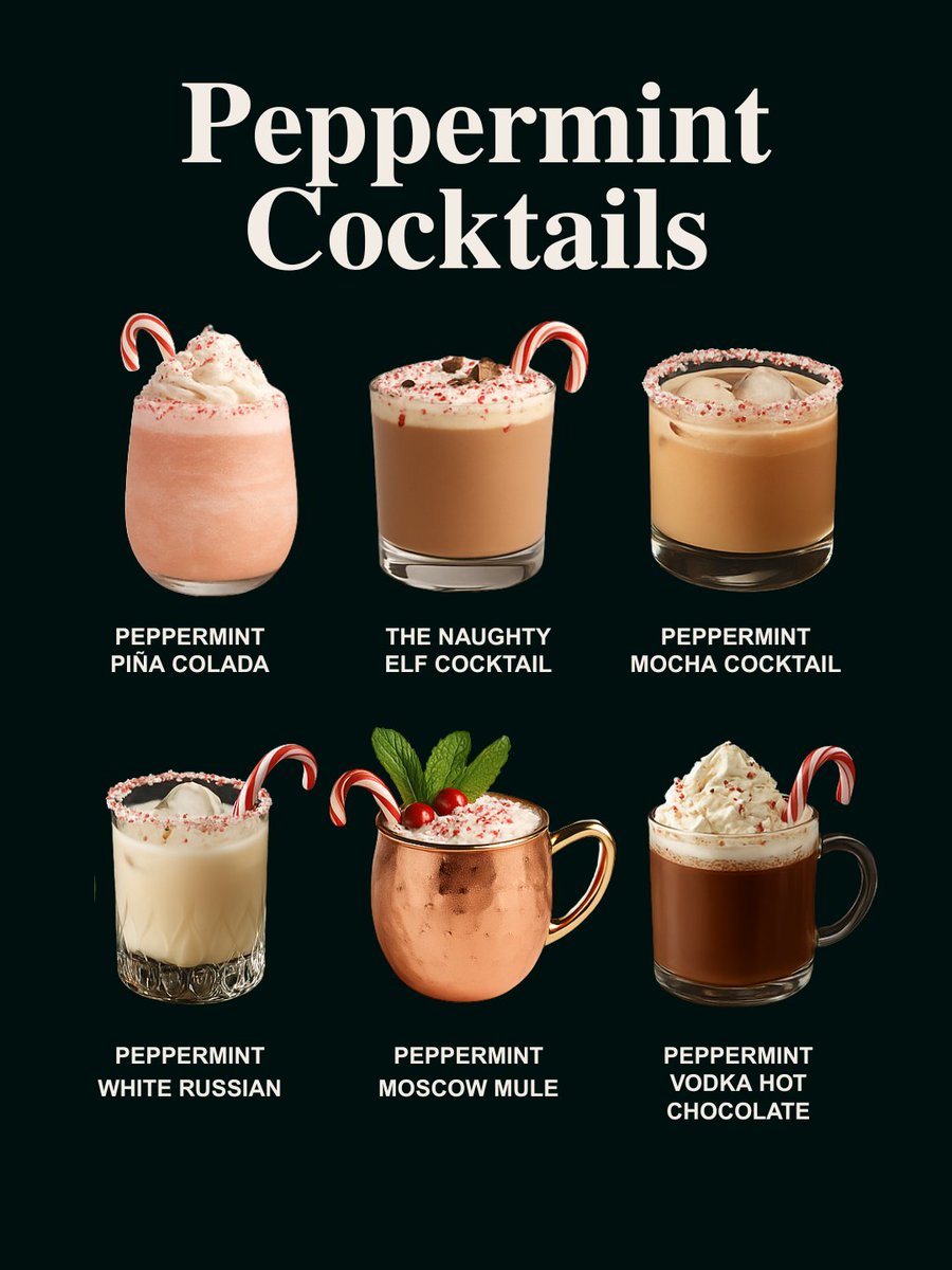 Peppermint cocktails add a cool touch to any holiday get-together.🍬 See all 20 cocktail recipes here: mybartender.com/drinks/pepperm…