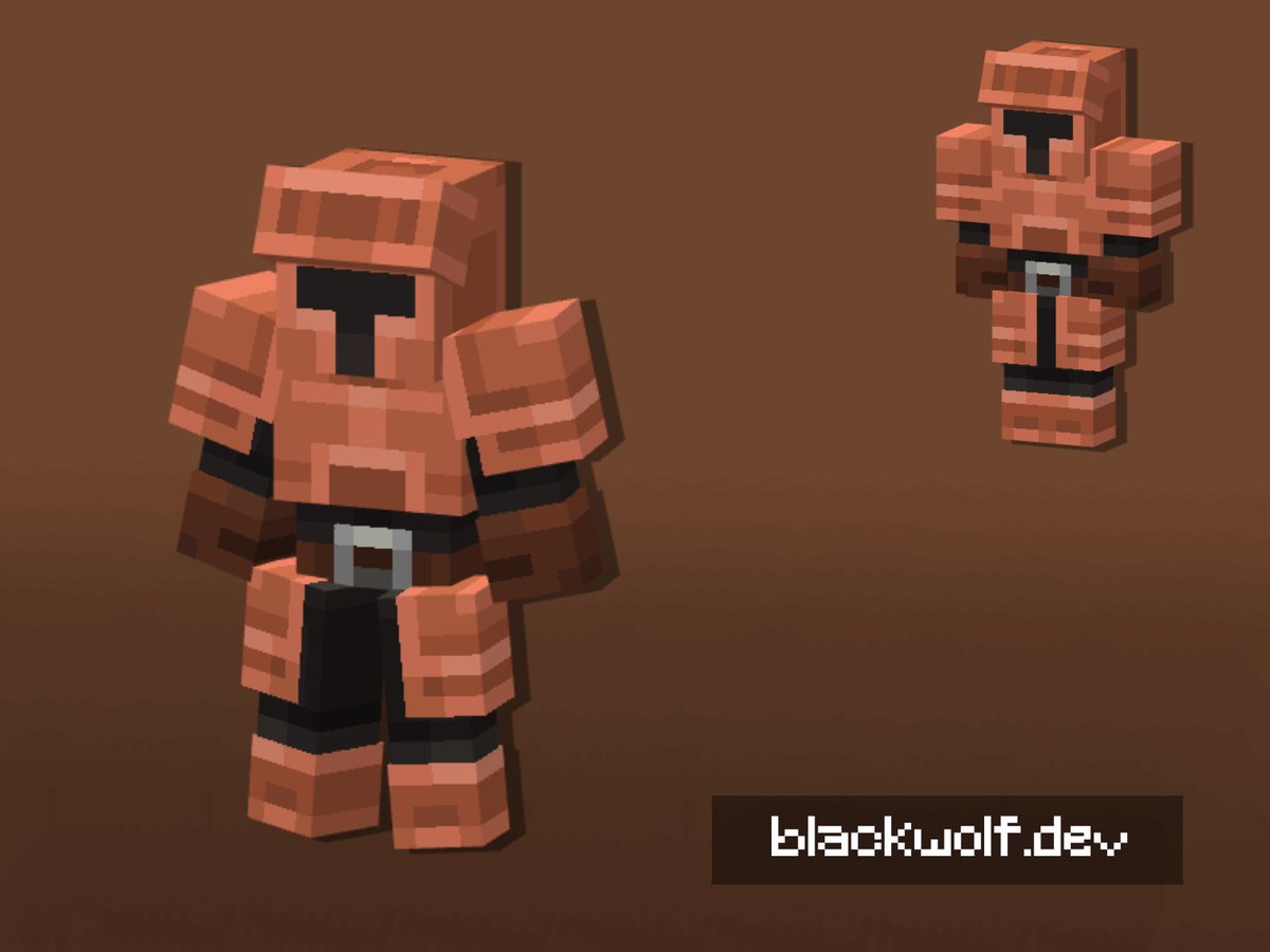 BLACK_WOLFOFC's tweet image. Copper Armor
#Blockbench #Minecraft #pixelart