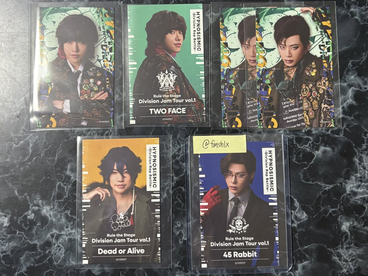 【交換 譲渡】ヒプステ Division Jam Tourトレーディングカード トレカ ジャムツアー

【譲】帝統 徳磨 真日瑠

【求】定価（＋送料）

後日都内手渡し&gt;郵送
ディビジョンごとのお取引
検索からでも気軽にお声掛けください