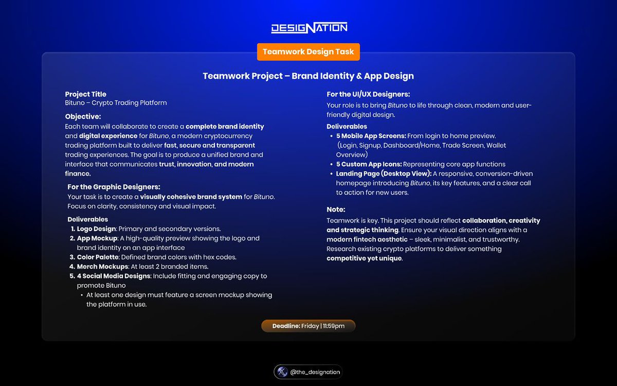The_DesigNation's tweet image. We performed a teamwork task in our WhatsApp community.

3 teams of designers took it on themselves to create masterpieces. 

Stay tuned for the results 🔥