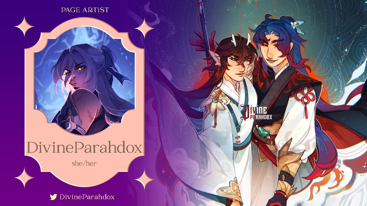 ✨GUEST INTRO✨

"ive been rotating the same dnd oc since 2019 and have spent probably $3k+ on stuff for/of them yay!"

Meet DivineParahdox, our wonderful Page Artist! Her beautiful designs and vibrant colors will dazzle us on our journey!