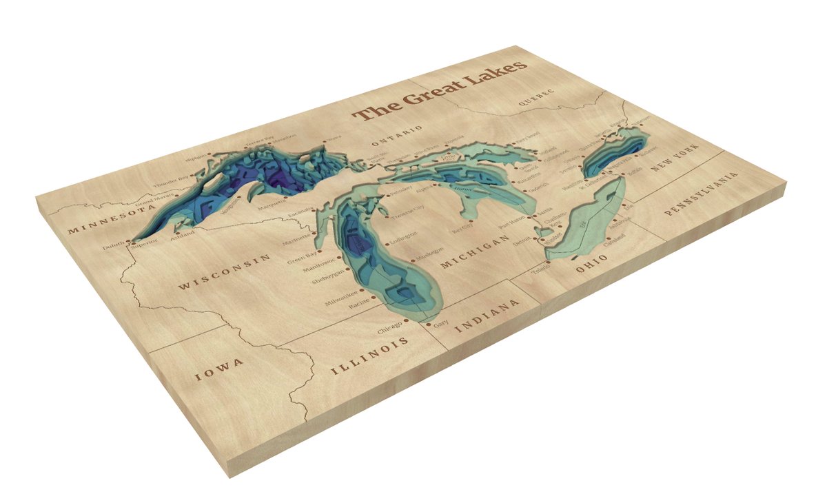 ArcGISPro's tweet image. 🌊 Wooden lake maps are a classic Midwest cabin decor, often showing bathymetry in thin layers of wood. 🪵 Noel Peterson crafted 2D &amp;amp;3D digital representations of these in #ArcGISPro!  

Check out day 20 of the #30DayMapChallenge: ow.ly/irNB50XuMBX