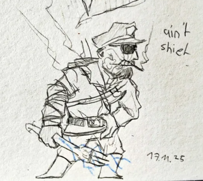 StaticLeaf's tweet image. Sorry for the unprompted hiatus pookies, just didn't feel like drawing and i also got myself a new game for halloween, so thats been occupying my mind lately. 

But I am getting back into swing of it. Have this guy for now.
#lelandcoyle #outlasttrials