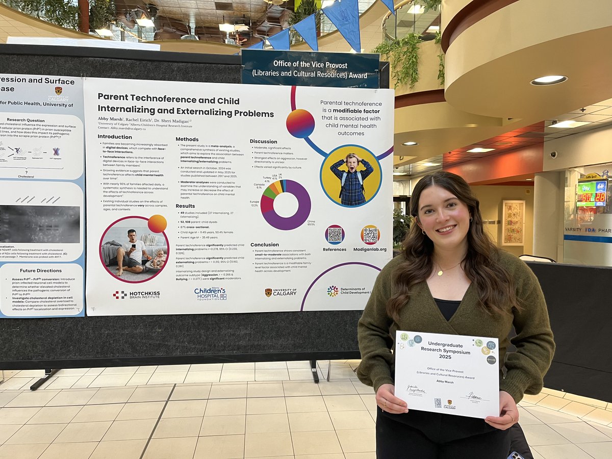 sherimadigan's tweet image. 📣 Proud to announce that Abby Marsh, honours student and volunteer in our lab, won an Undergraduate Research Symposium Award! Way to go Abby!  madiganlab.org/lab-announceme… #ChildDevelopment