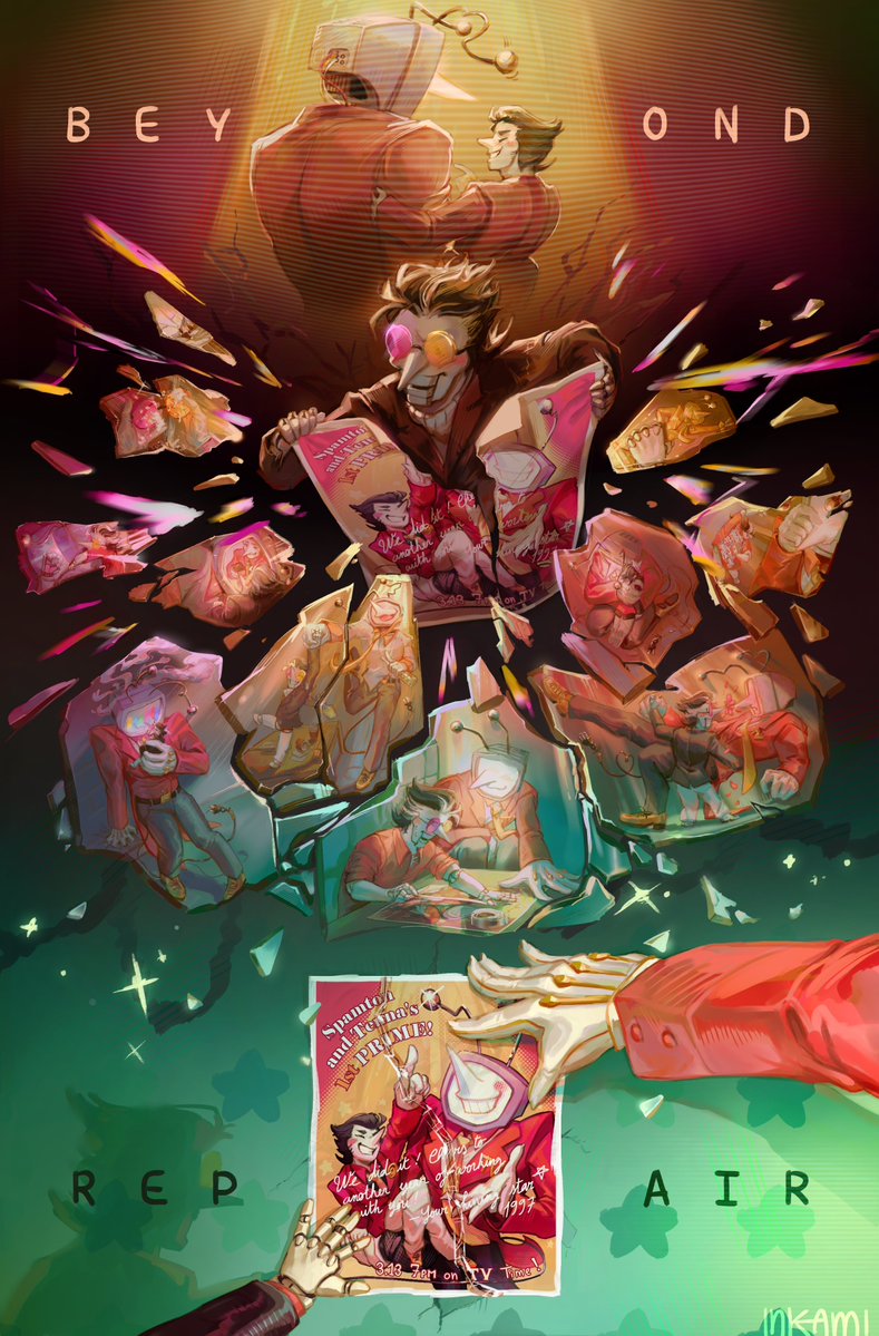 inkami_'s tweet image. Beyond Repair is the fic that REALLY got me into Spamtenna, if you haven&apos;t read it do it now. Anyway, wanted to make something nice for it.

↓ Close up below as often
[#spamtenna #beyondrepair spoilers up to chap17]