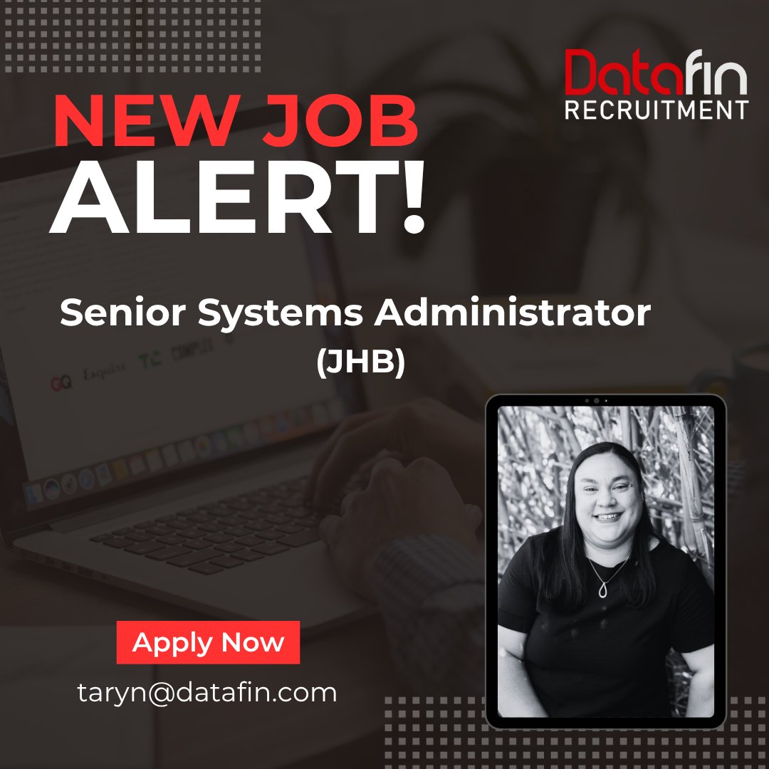 DatafinSA's tweet image. BE responsible for administration and ensuring there is robust Cybersecurity in place as the next Senior Systems Administrator wanted by a provider of tailored financial solutions.

Apply here - datafin.com/job/senior-sys…

#seniorsystemsadministrator #datafinrecruitment