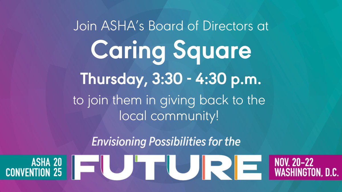 ASHAWeb's tweet image. Stop by the Caring Square (Booth 2257) from 3:30-4:30 p.m. today to join ASHA&apos;s Board of Directors as they give back to the local community.