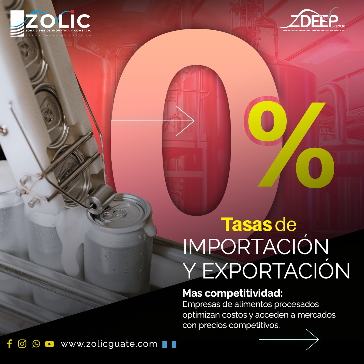 Entérate de los beneficios que nuestro socio <a href="/ZOLICGUATEMALA/">ZOLIC-GUATEMALA</a>  ofrece 💯

Las empresas que operan bajo el régimen de ZOLIC y las ZDEEP obtienen exención total del IVA y del DAI en la importación de maquinaria, insumos y materias primas ✅