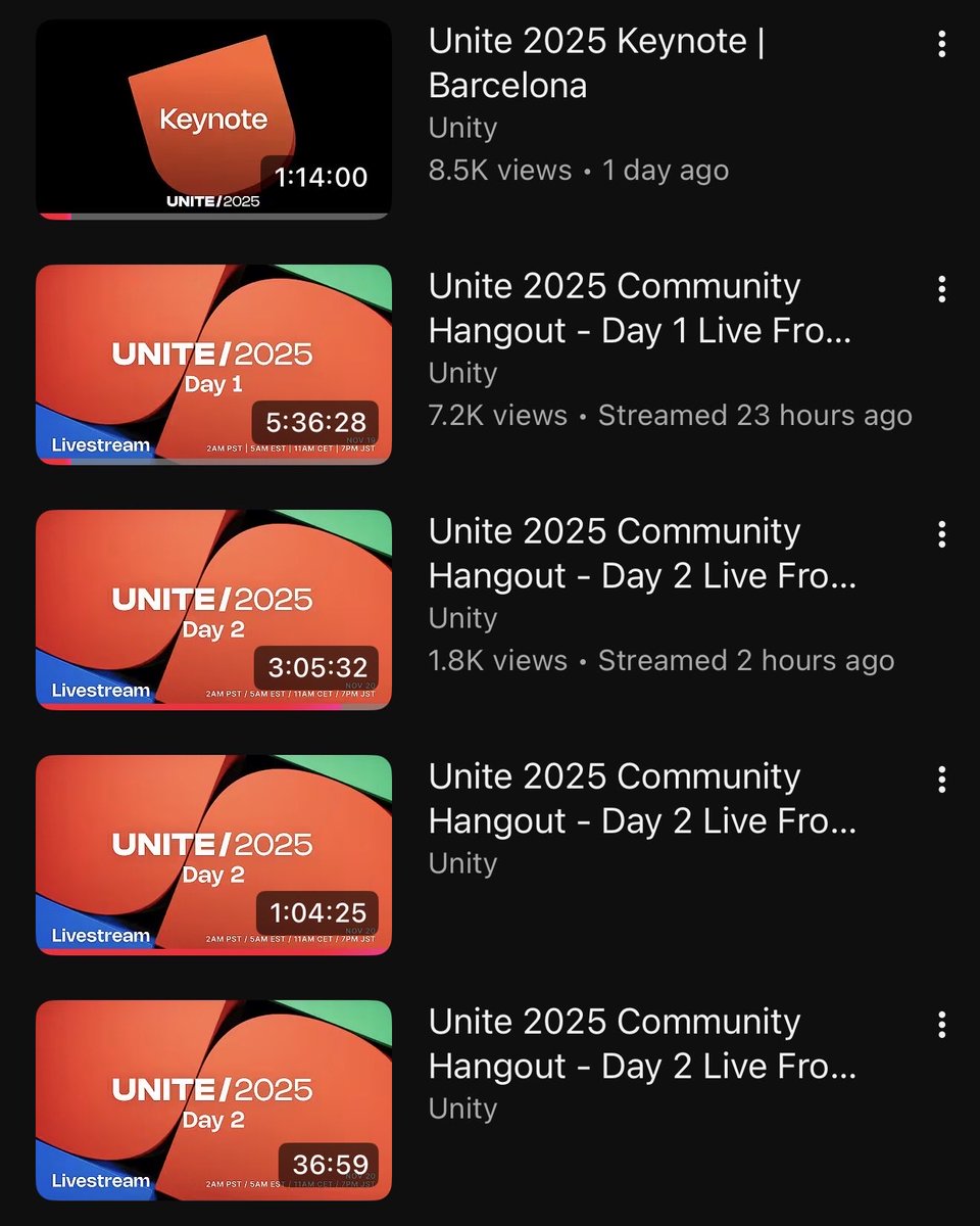 ManuVision's tweet image. And we just wrapped up day 2 with another 5h of livestream! It was amazing to hangout with our community the past 2 days, thank you to everyone that tuned in and all our amazing guests! 🫶🏽

Rewatch the whole show on this playlist: on.unity.com/Unite2025Live
