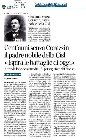 Grande attenzione dai media per il convegno dedicato a #GiuseppeCorazzin dello scorso 17 novembre:
👇Condividiamo gli articoli di <a href="/corriereveneto/">Corriere del Veneto</a> <a href="/Gazzettino/">Gazzettino</a> 
🔗Per chi non avesse potuto partecipare, qui il link alla #videoregistrazione: youtube.com/watch?v=2ojGab…

#Cisl #Corazzin