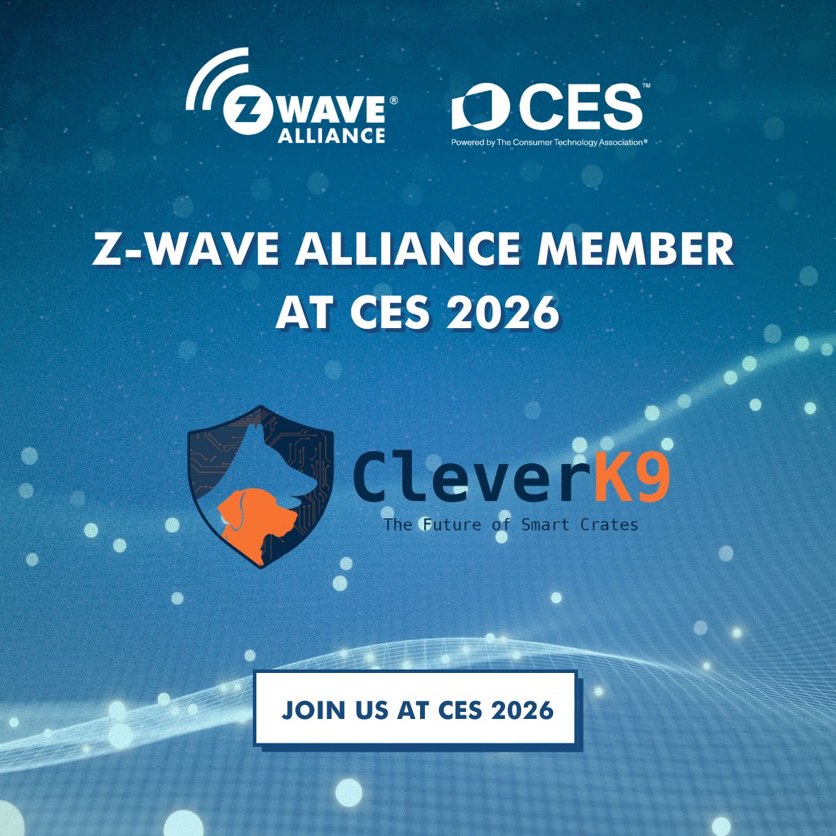 ZWave_Alliance's tweet image. At #CES 2026, our new member CleverK9 will debut their next generation pet containment structures that provide remote access, two way audio/video, smoke &amp;amp; fire alarm monitoring, temperature control, and behavior and wellness data collection. z-wavealliance.org/eve/z-wave-all… #pettech