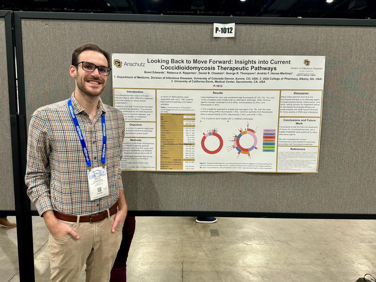 🚨 FIRST first-author pub for Brent is OUT!
“Insights into Current Coccidioidomycosis Therapeutic Pathways” now in <a href="/ASMicrobiology/">ASM</a> 
Fluconazole dominates, but switches are common in severe cases. Proud mentor moment! 🎉 <a href="/CUDeptMedicine/">CU Anschutz Department of Medicine</a> 

journals.asm.org/doi/10.1128/aa…