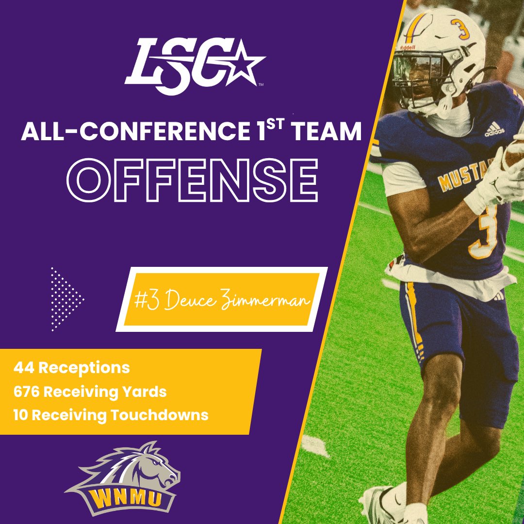 When the ball’s in the air, Deuce is inevitable. Congrats to #3 Deuce Zimmerman on First-Team All Conference for the second year running! 

#RareBreed
#WNMU