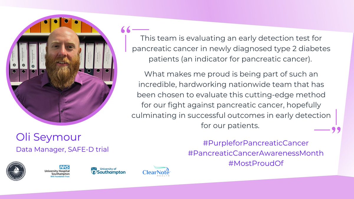 SouthamptonCTU's tweet image. #WorldPancreaticCancerDay.

We know that #EarlyDetection can help to save lives.

Our #EarlyDiagnosis team is running the SAFE-D trial of a new blood test which aims to pick up the earliest signs of #PancreaticCancer.

Find out more - bit.ly/44bgkoS