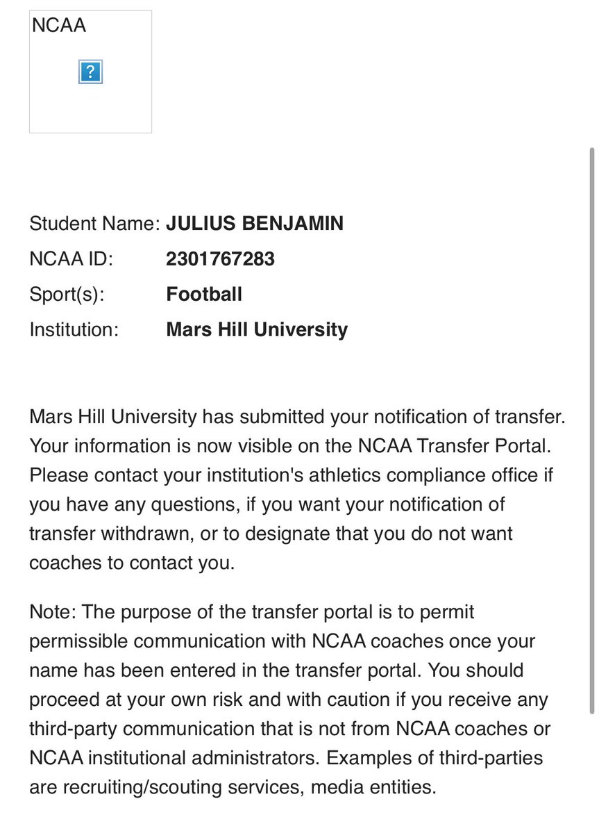 I’m officially in the portal. Contacts open to all.
juliusbenjamin.21@gmail.com
407-780-3047
True sophomore with a redshirt year
6’0
170