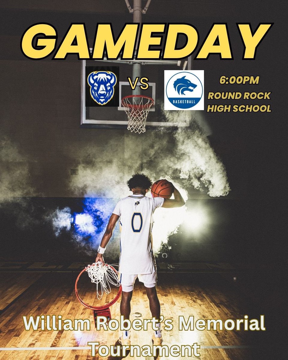<a href="/SamuelClemensBB/">Samuel Clemens Men’s Basketball</a> it’s GAMEDAY.
The William Robert’s Memorial Tournament tips off at Round Rock HS!
6PM Buffaloes vs Plano West
Let’s pack this game out while the buffaloes make memories. Bring the noise.
<a href="/SA_Sports/">San Antonio Sports</a> <a href="/GASOTim/">Tim Littlefield</a>  <a href="/AlamoCityHoops1/">Alamo City Hoops</a> <a href="/thaunderdawgsbb/">Tha' Underdawgsbb Blog</a> <a href="/TXHSBB/">Texas High School Basketball</a>