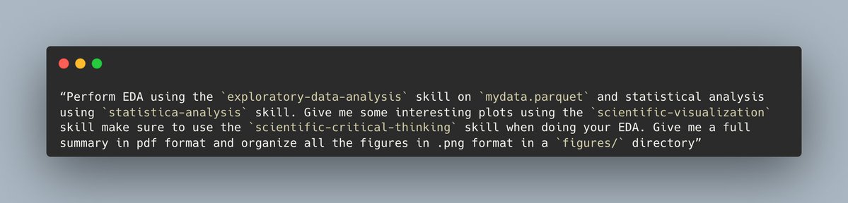 k_dense_ai's tweet image. Your own Data Scientist on your desktop. Run full exploratory data analysis, statistical workflows, and generate publication-quality figures and visualizations. Our Claude Scientific Skills are MIT licensed, free to use, and your data stays on your machine. Try it now with this…