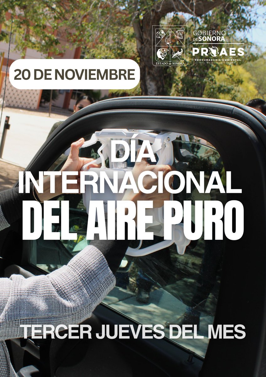 Día Internacional del Aire Puro
Cada tercer jueves de noviembre recordamos la importancia de respirar un aire limpio y de promover acciones que mejoren la calidad del ambiente.
#SeguimosTransformando #TierraDeOportunidades #JusticiaAmbiental #MedioAmbiente #PROAES #Sonora