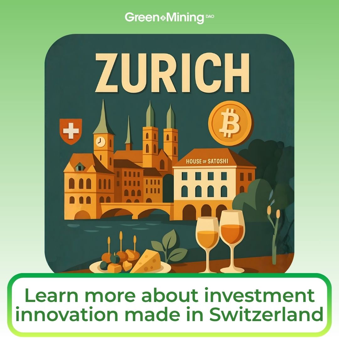 Greenminingdao's tweet image. 🇨🇭 Zurich: Mark your calendars for an exclusive Apéro with Green Mining DAO

Join us on Tuesday, December 2, 2025, at the @house_satoshi in Zurich for an evening of insight, investment inspiration and connection.

Discover how renewable energy transforms into real Bitcoin…