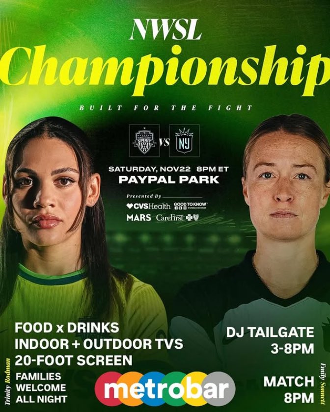 metrobardc's tweet image. Cheer on @WashSpirit ⚽️ Sat at our @NWSL Championship Watch Party ft indoor + outdoor TVs, sound, 20’ screen, firepits &amp;amp; heated spaces 🔥. We’ll have El Jefe 🍕 + Jamaican 🇯🇲 food, beer + hot cocktails. Families welcome! 🖤💛
@SpiritSquadron @SomosSpirit
eventbrite.com/e/washington-s…