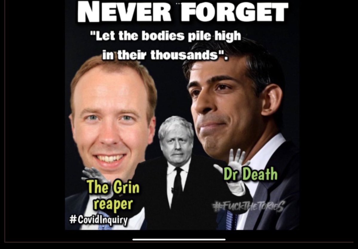 BraidseaQuine's tweet image. Johnson,Sunak and Hancock should be prosecuted and jailed!

#NeverForgetNeverForgive @CovidJusticeUK