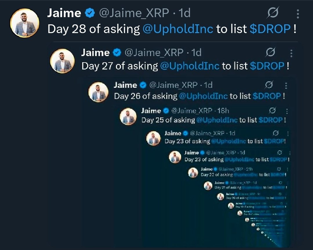 Day 28 of asking <a href="/UpholdInc/">Uphold</a> to list $DROP !