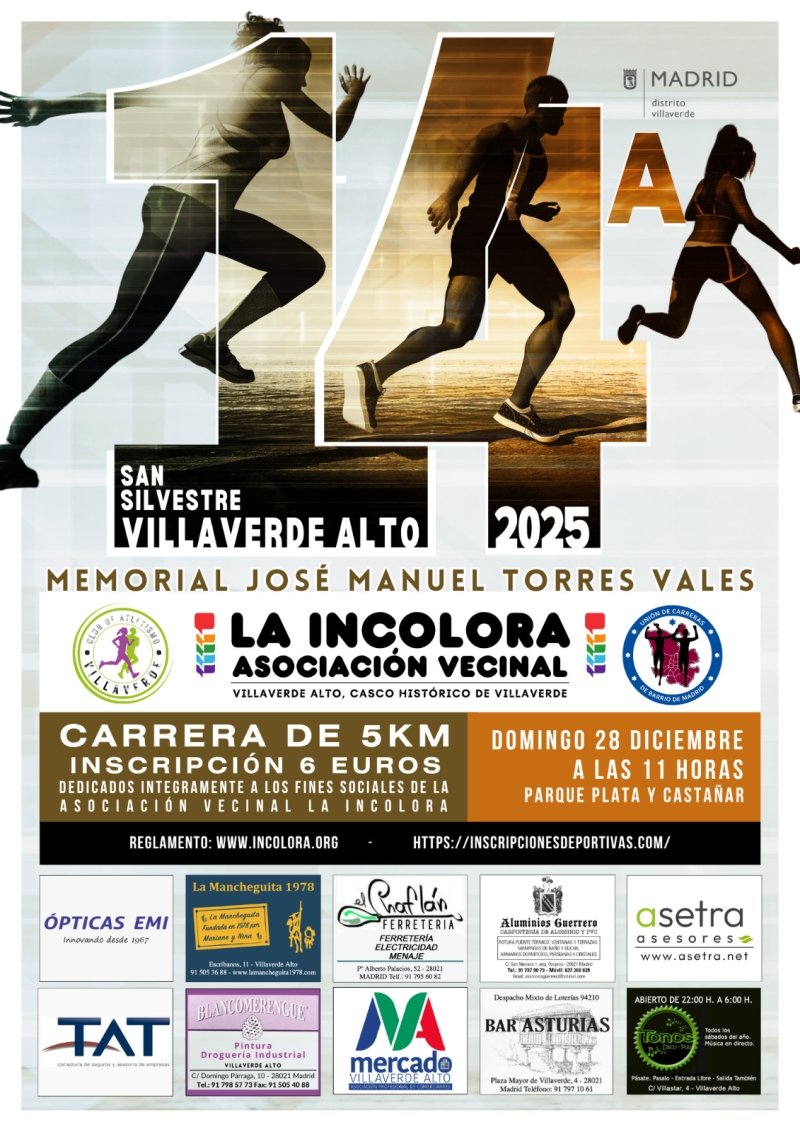 El próximo 28 de diciembre se celebrará la XIV San Silvestre de Villaverde Alto, una carrera popular de 5 km perfecta para cerrar el año corriendo. Más información en: fororunners.es/event/xiv-san-… #SanSilvestre #VillaverdeAlto #RunningMadrid #UCBM