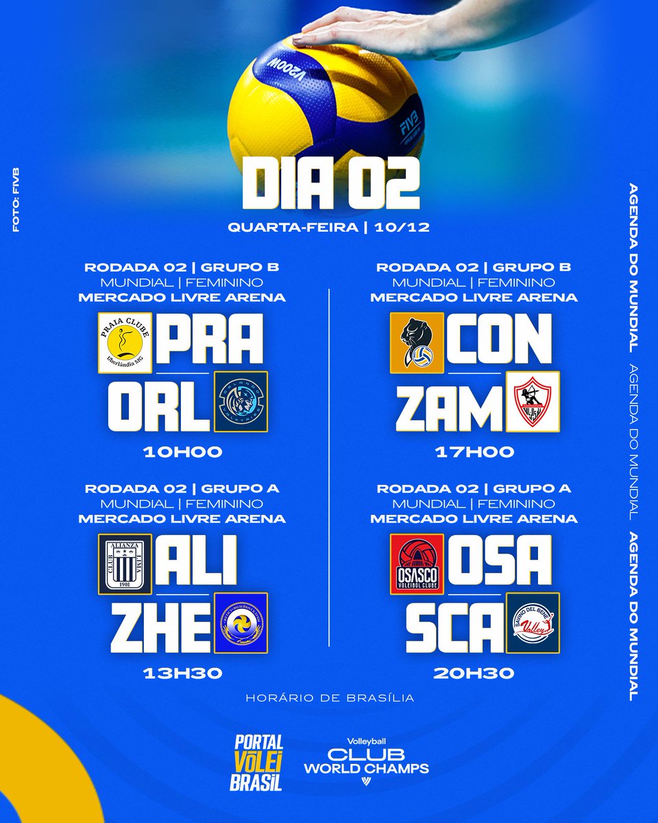 portal_volei's tweet image. 📆 Agenda completa de jogos do Mundial de Clubes Feminino 2025, as partidas serão disputadas na Mercado Livre Arena Pacaembu, em São Paulo (SP), entre os dias 09 e 14/12. As duas melhores equipes de cada grupo avançam a fase final. As semifinais e as finais serão 13h00 e 16h30.…