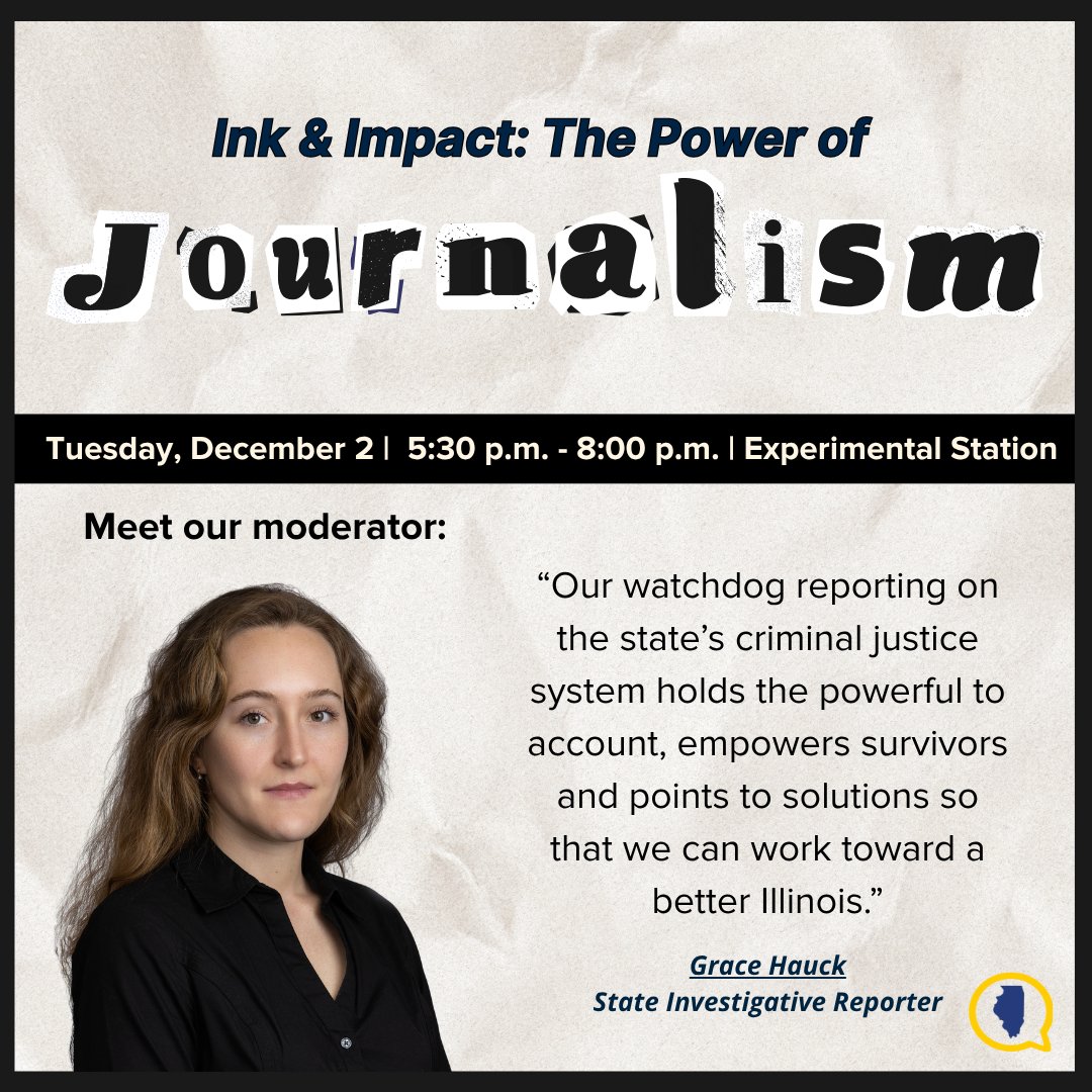 Moderator <a href="/grace_hauck/">Grace Hauck</a>  will guide <a href="/IllinoisAnswers/">Illinois Answers Project</a>' conversation on how investigative journalism builds more accountable systems. Join her on Dec. 2! Learn more here: bettergov.org/event/16768/