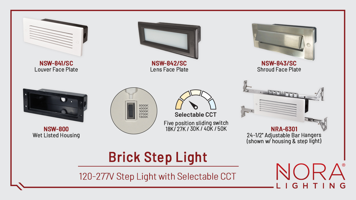 We have upgraded our 8" Brick LED step lights! 🚨
- Three Architectural Finishes 🎨
- Five Selectable Color Temperatures 🌄
- Three Face Plate Styles (Louver, Lensed, Shroud) 😎
- 120-277V input &amp; Wet Listed💧
noralighting.com/Brick-flyer
#steplight #brick #lighting #noralighting #LED