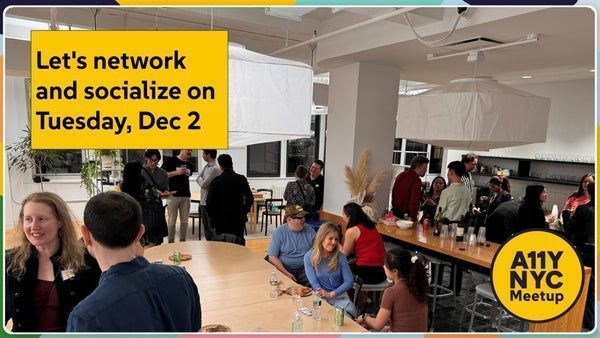 Join us on Dec 2 at 7:30 PM for A11yNYC’s in-person networking night! Meet fellow accessibility advocates. Let’s connect and share! Details: meetup.com/a11ynyc/events…

#Networking
#Accessibility