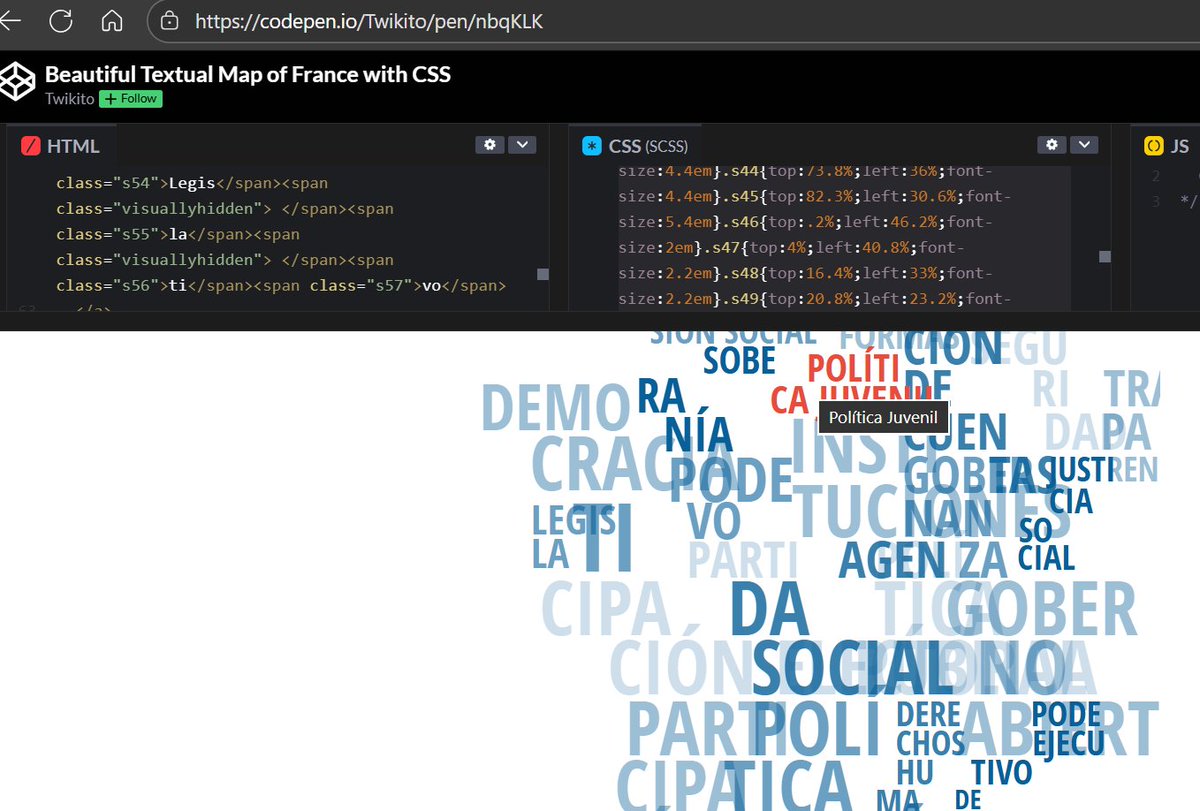 Textual Map en <a href="/CodePen/">CodePen.IO</a>