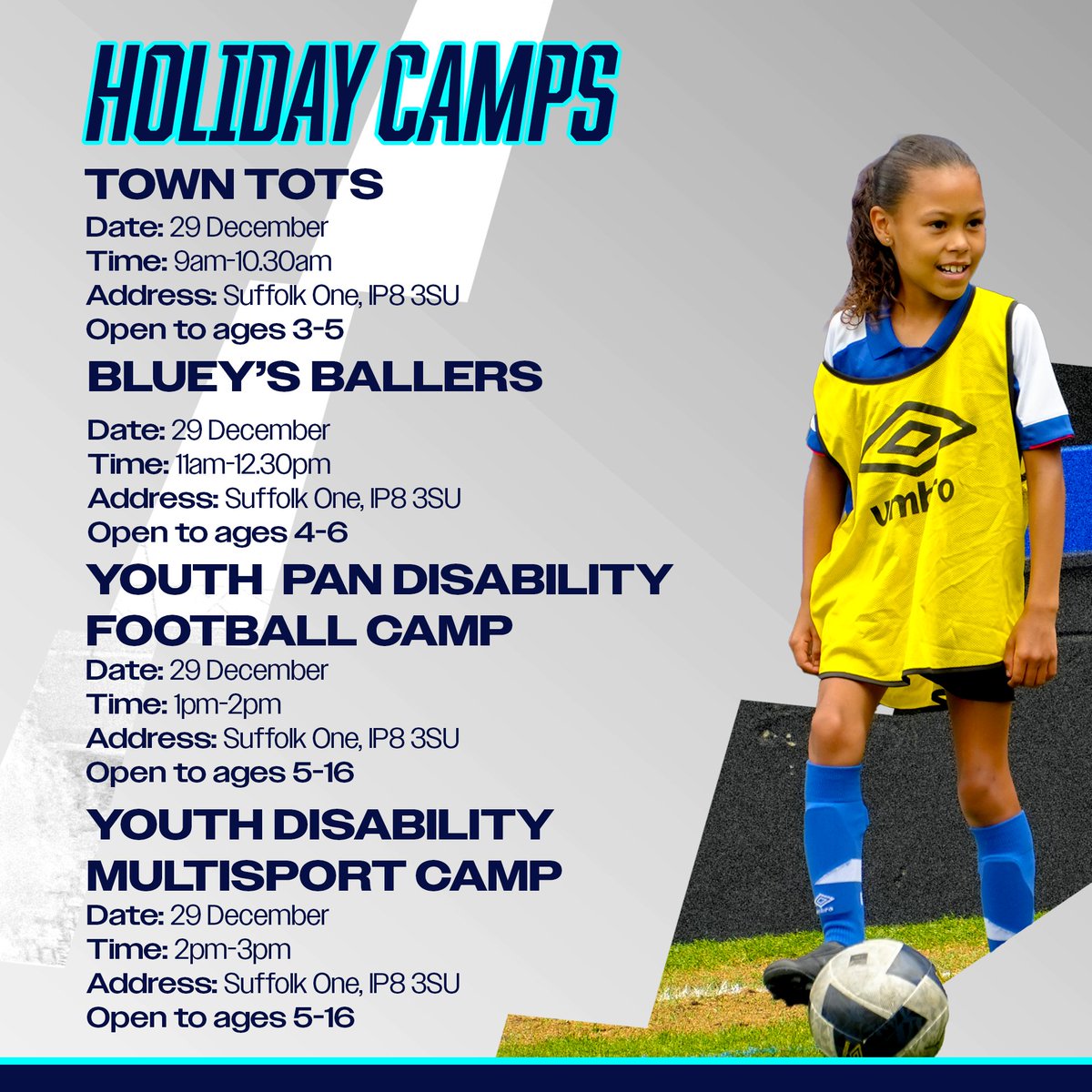 ITFCFoundation's tweet image. ❄️Just over a month to go until our Christmas Soccer Schools &amp;amp; Holiday Camps get underway across the region.

With plenty on offer, follow the link below to book your space now!⤵️

itfcfoundation.co.uk/xmas-2025-socc…