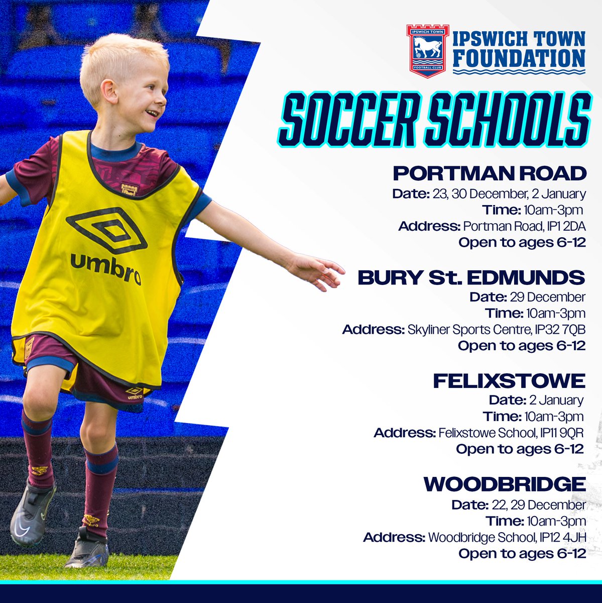 ITFCFoundation's tweet image. ❄️Just over a month to go until our Christmas Soccer Schools &amp;amp; Holiday Camps get underway across the region.

With plenty on offer, follow the link below to book your space now!⤵️

itfcfoundation.co.uk/xmas-2025-socc…