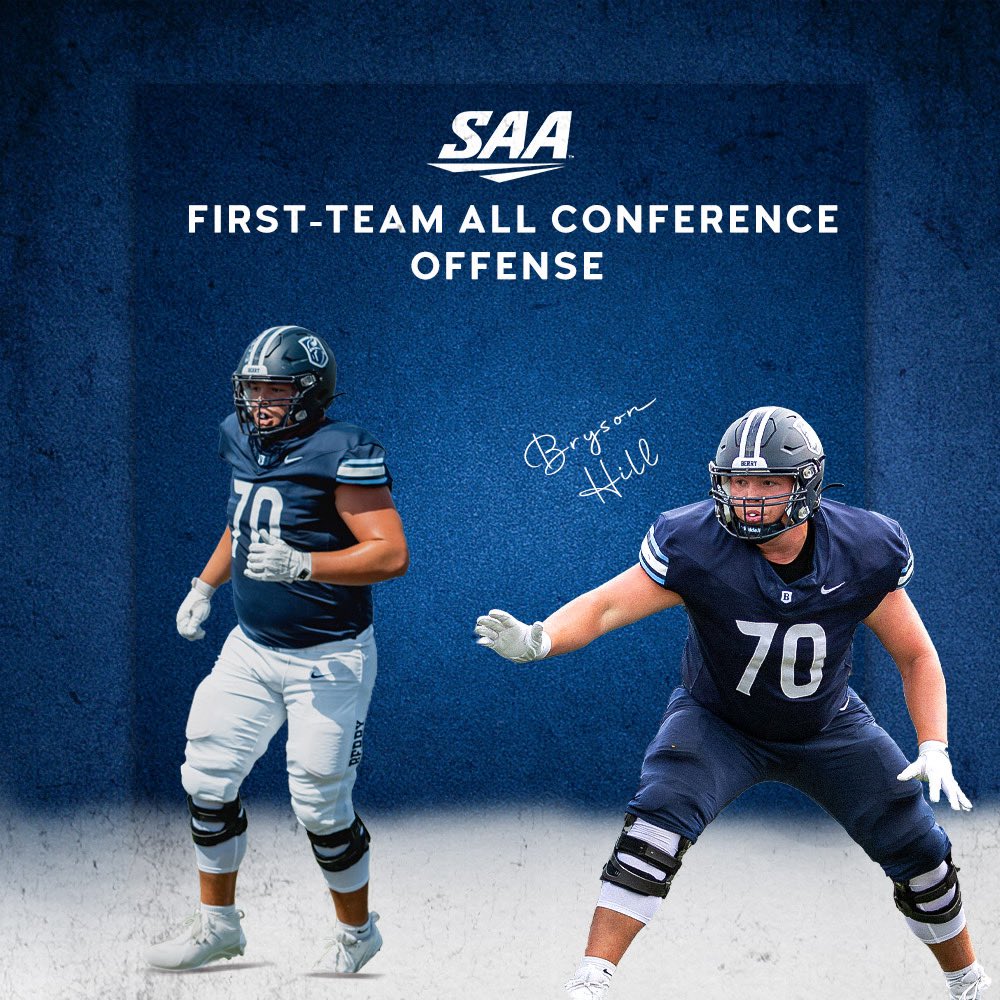 BerryFootball's tweet image. Bryson was a 10 Game Starter at RG for us. Contributing to the offense’s 214.1 yards rushing per game along with 32 rushing total touchdowns. Was also a key member of the offensive line, and did not give up any sacks this year.

#BUILD #d3fb #KeepClimbing