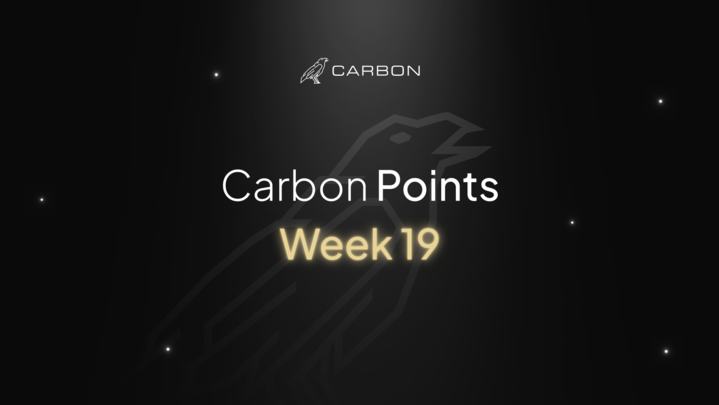 Carbon Points: Week 19💰 

Today, we distributed 200,000 Points to 72 eligible users based on trade activity over the last week.  

Carbon coded.