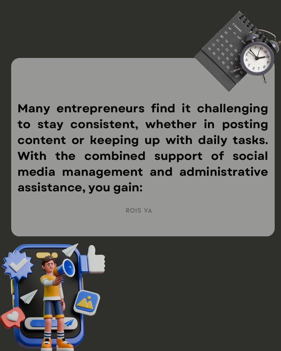 f_daep93900's tweet image. Giving you consistent content and organized systems, so you can focus on growing your business.

#SocialMediaManager #SMMServices #AdminSupport #AdminVA