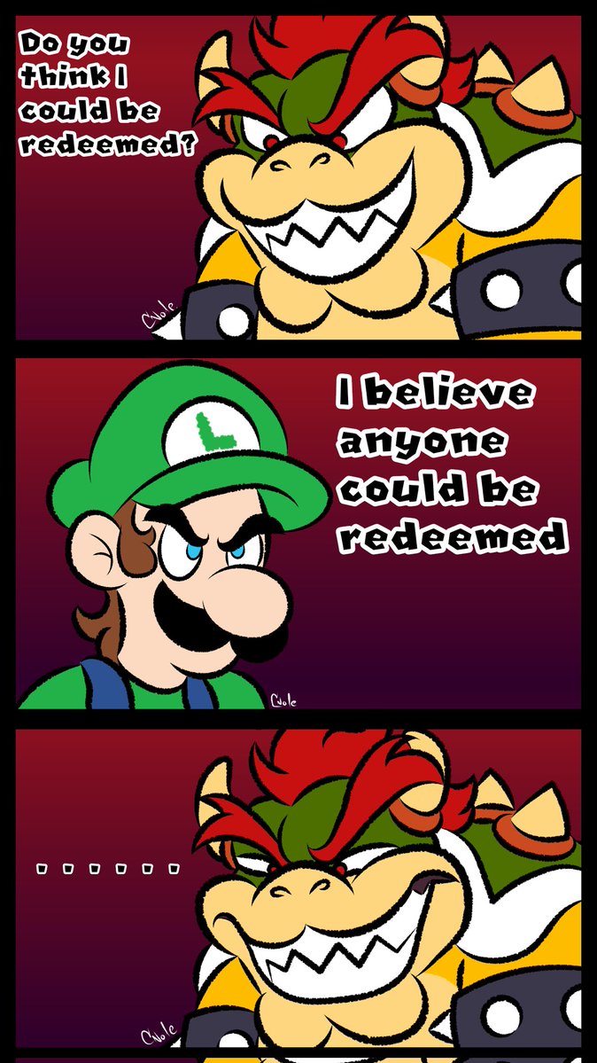 CreativeNote21's tweet image. Had the itch to Draw that scene with them...

#SMB #Luigi #Bowser #supermario #HazbinHotel