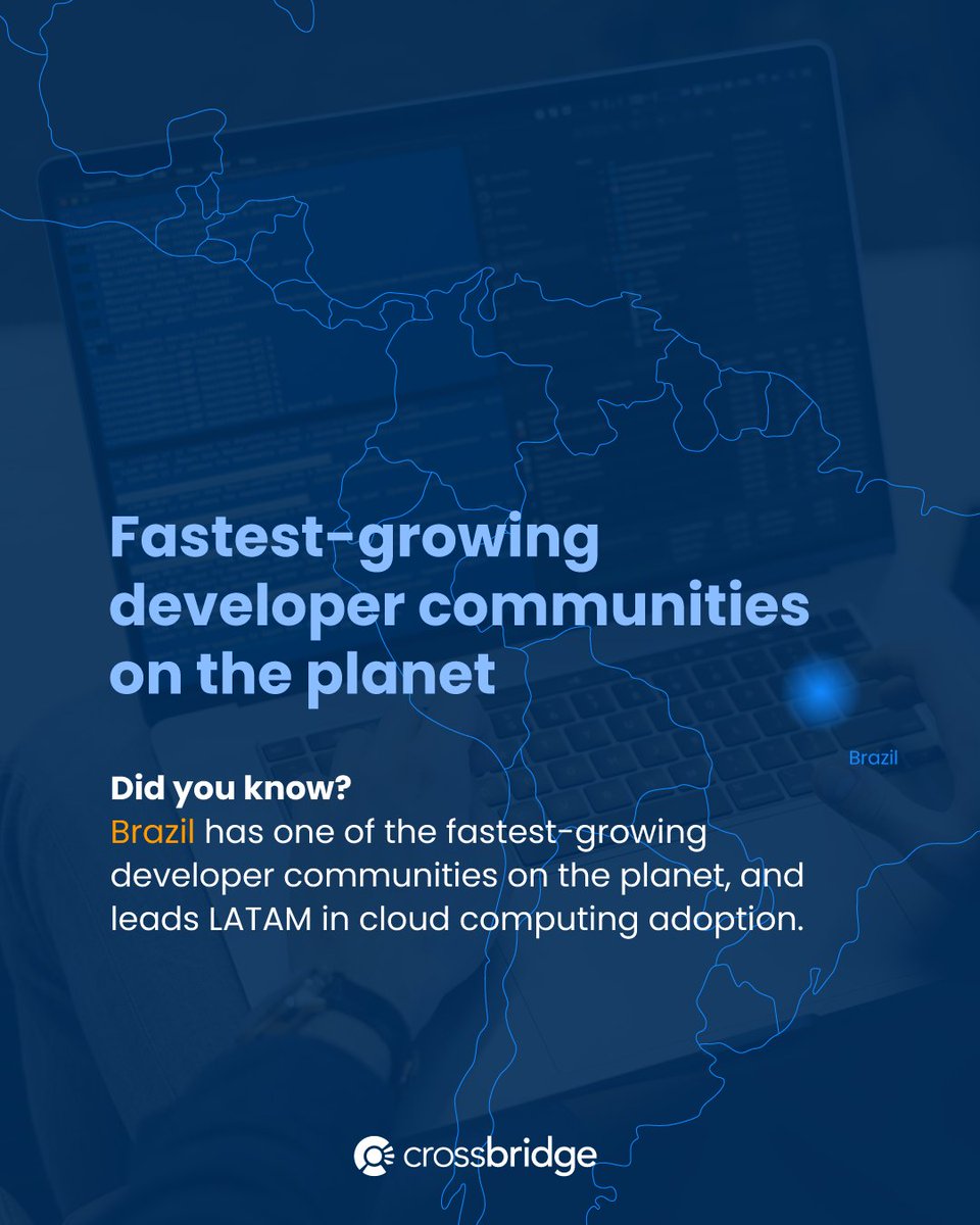 gocrossbridge's tweet image. 🇧🇷 Brazil has more developers than the UK and Canada combined. Over 5.4 million and growing. 📈
#Brazil #BrazilTech #LatamTech