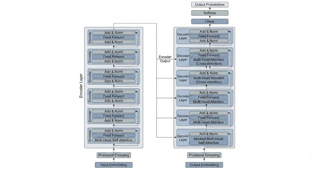 cneuralnetwork's tweet image. nano banana pro

-- prompt --
a high-fidelity academic illustration of the attention is all you need transformer architecture, drawn in a clean vector style for research papers. show the full encoder–decoder layout with six encoder layers on the left and six decoder layers on the…