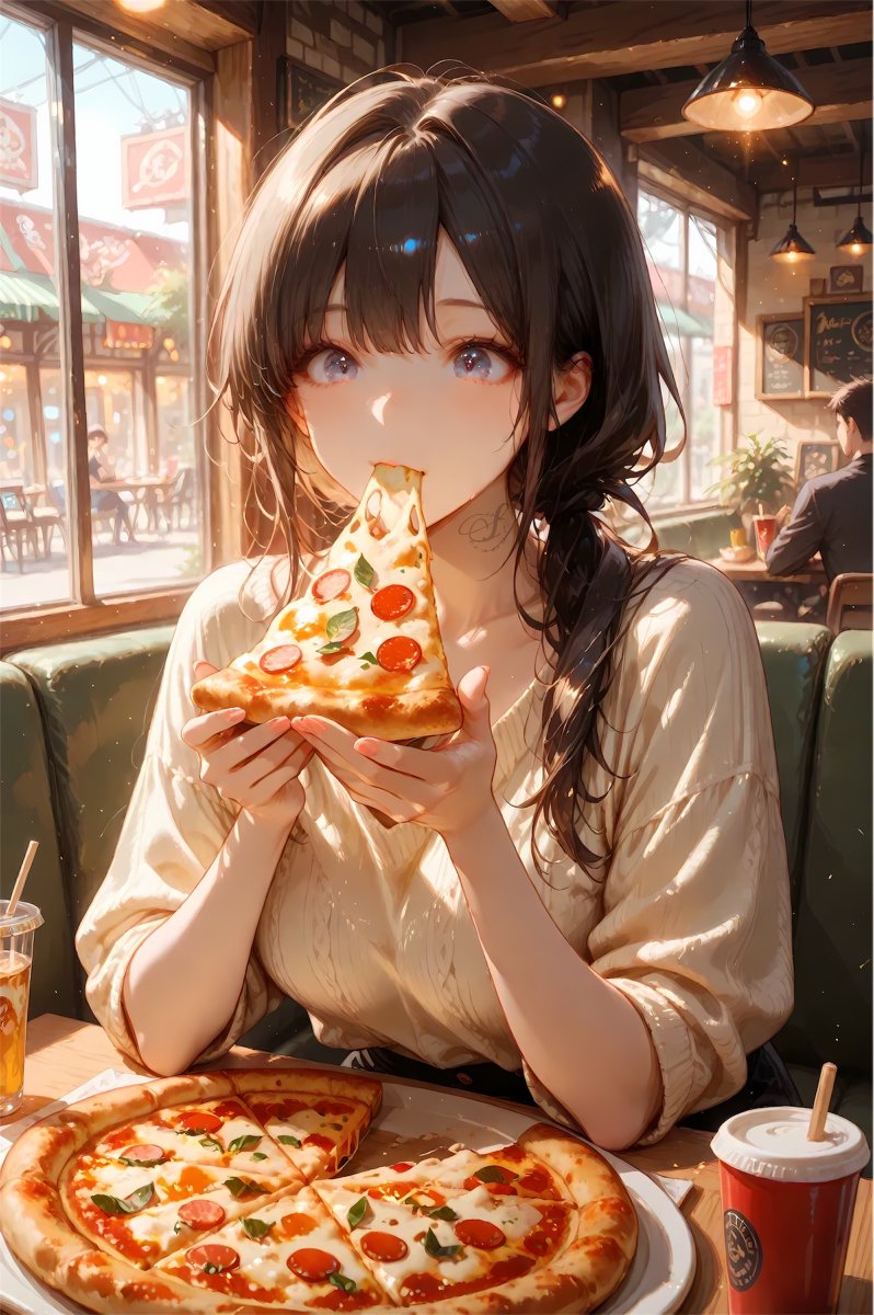 solvraen's tweet image. ピザの日だったのね。
王道のマルゲリータが好きです🍕
#AIイラスト #pizza