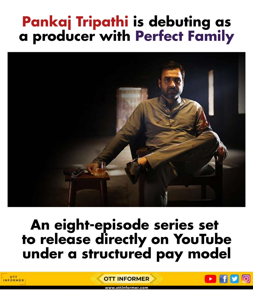 OTTInformer's tweet image. Pankaj Tripathi to debut as a producer!

#pankajtripathi #perfectfamily #webseries #indianwebseries #OTTRelease #ottinformer #ott
